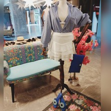 Qu Style  Mykonos Beyaz Mini Etek