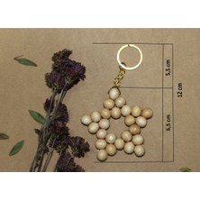 Mcem Store 10 mm Ahşap Boncuklu Kartlı Yıldız Anahtarlık 10 Adet Nişan Söz Kına Doğum Günü Mevlüt Hediyelik
