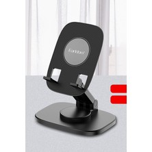 Earldom EH176 360 Derece Ayarlanabilir Katlanabilir Masaüstü Telefon Tutucu - Siyah 379090