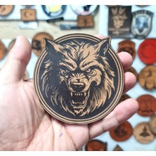 Seyhan Askeri Malzeme Vahşi Kurt -Yuvarlak  Deri Peç - Arma - Wolf Leather Patch