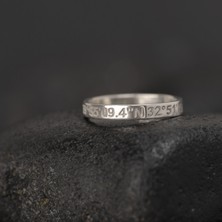 One Silver Gold 925 Ayar Gümüş Konum Yazılı Alyans Yüzük Kişiye Özel Seri