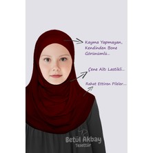 Betül Akbay Kız Çocuk Pratik Başörtü Pamuklu Meryem Model Bordo