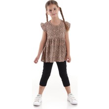 Ahengim Kız Çocuk Takım Vizkon Baskılı Taytlı Alt Üst Takım Pamuklu AK2522