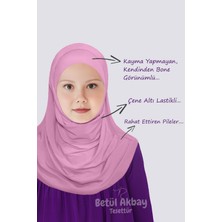 Betül Akbay Kız Çocuk Pratik Başörtü Pamuklu Meryem Model Pembe
