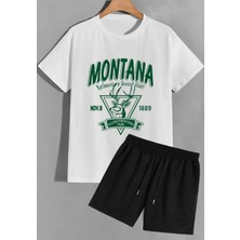 Amor Man Büyük Beden Özel Tasarım Montana Baskılı Ter Tutmayan Pamuk Battal Erkek T-Shırt Şort Takımı