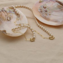 Nox Jewelry 925 Ayar Gümüş Creamrose Tatlı Su Incisi SET-7.50MM