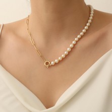 Nox Jewelry 925 Ayar Gümüş Creamrose Tatlı Su Incisi SET-7.50MM