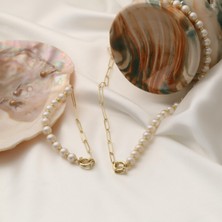 Nox Jewelry 925 Ayar Gümüş Creamrose Tatlı Su Incisi SET-7.50MM