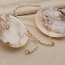 Nox Jewelry 925 Ayar Gümüş Creamrose Tatlı Su Incisi SET-7.50MM