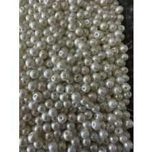 Livza Bijuteri Beyaz Renk Cam Inci Boncuk 8 mm