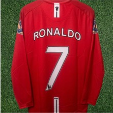 Cheecky Chic Manchester United Ronaldo 2008 Kırmızı Şampiyonlar Ligi Retro Forma Uzun Kol Yetişkin Forması Zyn