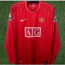 Cheecky Chic Manchester United Ronaldo 2008 Kırmızı Şampiyonlar Ligi Retro Forma Uzun Kol Yetişkin Forması Zyn