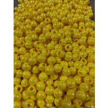 Trakav Sazan Boncuk Yemi Camgöz Parlak Sarı Uv Büyük Delikli 10 mm 50 Adet
