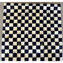 Decofav Kırlent Kılıfı Eskitme Efektli Dama Desenli Dijital Baskılı