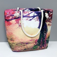 Hg.Aksesuar Ağaç Desenli Plaj Çantası