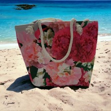 Hg.Aksesuar Gül Desenli Plaj Çantası