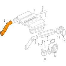 ml W164 Sağ Hava Emiş Hortumu Yolcu TARAFI(M273) 07-12 1645051461