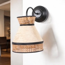 Ocean Point Doğal Hazeran & Kadife Kumaş Aplik Iç Mekan Duvar Aydınlatması Özel Tasarım El Yapımı 30X25CM