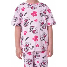 Bunny Hopp %100 Pamuk Interlok Kumaş Sevimli Paw Patrol Baskılı Kısa Kollu Yazlık Kız Çocuk Pijama Takımı