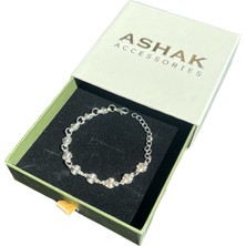 Ashak Accessories Kadın Yıldız Detaylı Gümüş Kaplama Bileklik