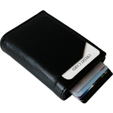 Ulaş Aksesuar Siyah Renk Suni Deri Rfid Korumalı 7 Adet Kartlık Otomatik Mekanizmalı Erkek Cüzdan