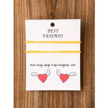 Sokak Kedisi Tasarım Ikili Best Friends Ip Örgü Bileklik (Sarı)