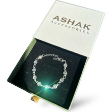 Ashak Accessories Kadın Swarovski Taşlı Gümüş Kaplama Bileklik