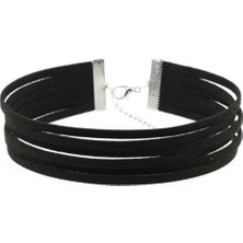 BijuStore Siyah Renk Kadın Süet Choker