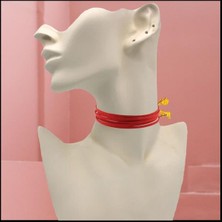 BijuStore Kırmızı Renk Kadın Süet Choker