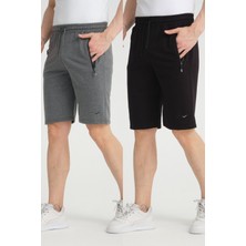 RDR-X Erkek Siyah Antrasit Penye Kumaş 2'li Bermuda Şort Paketi