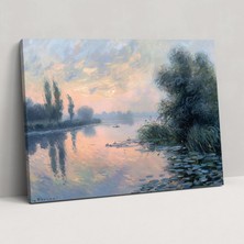 Painted Anarchy Şafakta Huzurlu Nehir Kenarı Manzarası Claude Monet Duvar Sanatı - Claude Monet, Kanvas Tablo, Duvar Dekorasyonu, Kanvas Tablo, 50X30