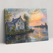 Painted Anarchy Gündoğumunda Büyüleyici Köy Manzarası Claude Monet Duvar Sanatı - Claude Monet, Kanvas Tablo, Claude Monet, Kanvas, 50X30