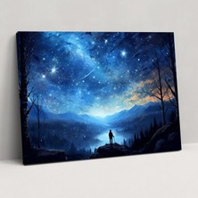 Painted Anarchy Yıldızlı Gece Galaksi Duvar Sanatı - Dünya, Ayışığı Gece, Duvar Sanatı, Dağınık Yıldızlar, 100X70