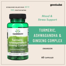 Swanson Turmeric Ashwagan*dha & American Ginseng Complex 60 Caps