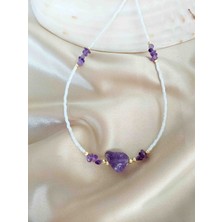 By Song Jewelry Ham Doğaltaşlı Ametist Kolye