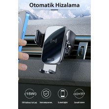Yesido C186 Izgara Klipsli ve Yapışlı 15W Kablosuz Şarjlı Araç Tutucu - Siyah 382105