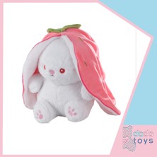 Çilek Yuvali Uzun Kulakli Tavşan Peluş Uyku Arkadaşi 35 cm Pembe 420105