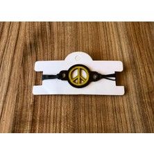 Sokak Kedisi Tasarım Peace Deri Bileklik(Sarı)