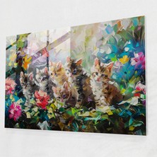 Painted Anarchy Leonid Afremov Wall Decoration - Playful Kittens - Leonid Afremov, Glass Print, Glass Art, Wall Decoration, 45X30