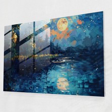 Painted Anarchy Leonid Afremov Glass Wall Art - Moonlit Lake Glass Print - Leonid Afremov, Glass Art, Glass Print, Wall Decoration, 45X30