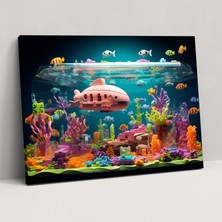 Painted Anarchy LEGO Glass Print - Oceanic Adventure Modern Art - Lego, LEGO Glass Print, LEGO Glass Wall Art, Glass Art, 45X30