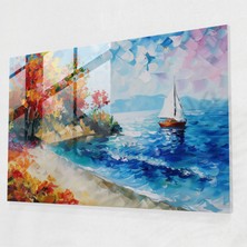 Painted Anarchy Leonid Afremov Glass Art - Tranquil Seaside Scene - Leonid Afremov, Home Decoration, Glass Print, Modern Art, 45X30