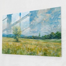 Painted Anarchy Empresyonizm Cam Duvar Sanatı - Güneşli Çayır Manzarası - Empresyonizm, Çayır Manzarası, Cam Duvar Sanatı, Güneşli, 45X30