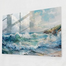 Painted Anarchy Empresyonizm Cam Sanatı: Kıyı Dalgaları - Empresyonizm, Kıyı Dalgaları, Modern Sanat, Cam Sanatı, 45X30