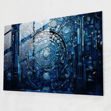 Painted Anarchy Ezoterizm Cam Baskı: Mavi Vitray Mozaik - Illuminati, Cam Baskı, Vitray, Cam Duvar Sanatı, 45X30
