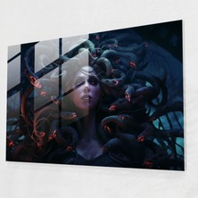 Painted Anarchy Mitoloji Cam Baskı: Medusa'nın Gizemli Aurası - Mitoloji, Mitoloji, Ev Dekorasyonu, Saç, 45X30