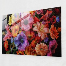 Painted Anarchy Pointillism Cam Baskı - Canlı Çiçek - Pointilizm, Duvar Dekorasyonu, Ev Dekorasyonu, Cam Baskı, 45X30