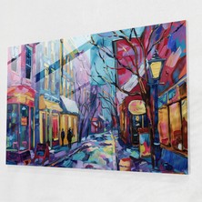 Painted Anarchy Post-Empresyonizm Duvar Dekorasyonu: Canlı Sokak Sahnesi - Post-Empresyonizm, Cam Baskı, Ev Dekorasyonu, Cam Sanatı, 45X30