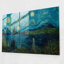 Painted Anarchy Post-Empresyonizm Yıldızlı Gece Cam Baskı - Post-Empresyonizm, Modern Sanat, Cam Duvar Sanatı, Cam Sanatı, 45X30