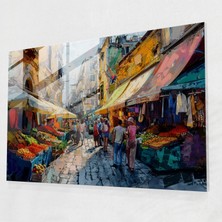 Semt Pazarı Cam Baskı - Post-Empresyonizm, Cam Sanatı, Ev Dekorasyonu, Modern Sanat, 45X30